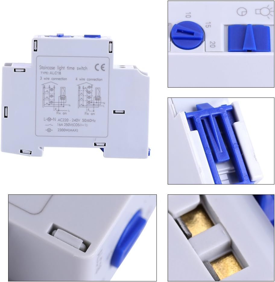 Staircase Light Timer Switch, Corridor Mechanical Timer Relay, AC 220-240V 16A Timer Switch for Corridor Lighting