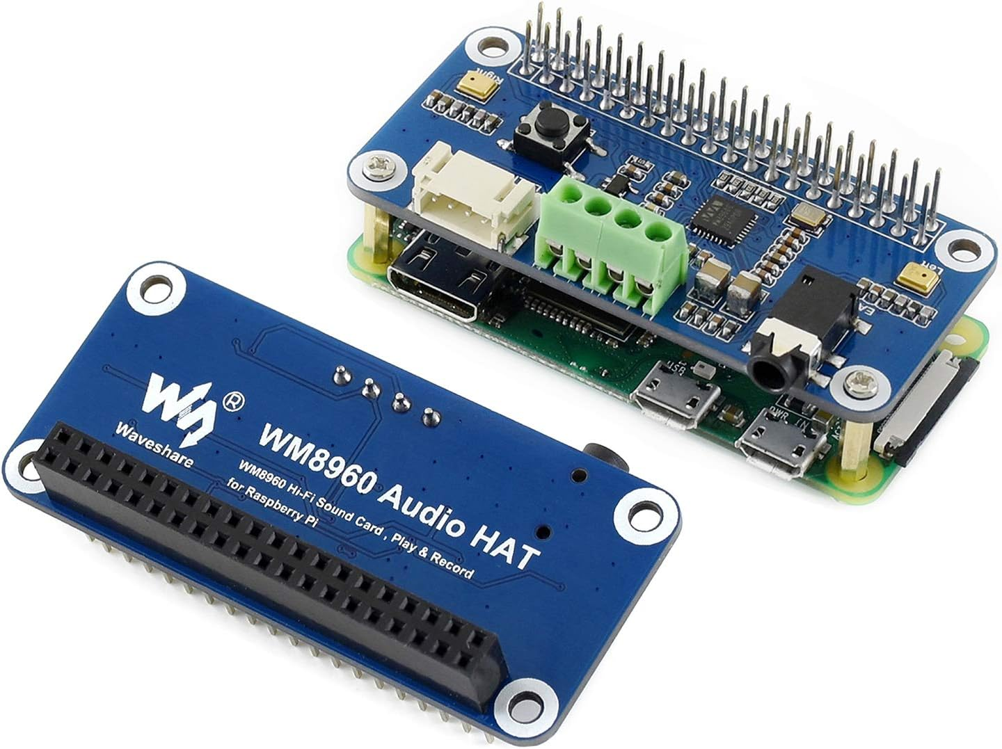 WM8960 Hi-Fi Sound Card HAT for Raspberry Pi 5/Pi 4B/3B+/Pi3B/Pi Zero 2W/ Zero W/Zero WH, Support Stereo Encode/Decode, Play/Record, Directly Drives Speakers to Play Music image number 5