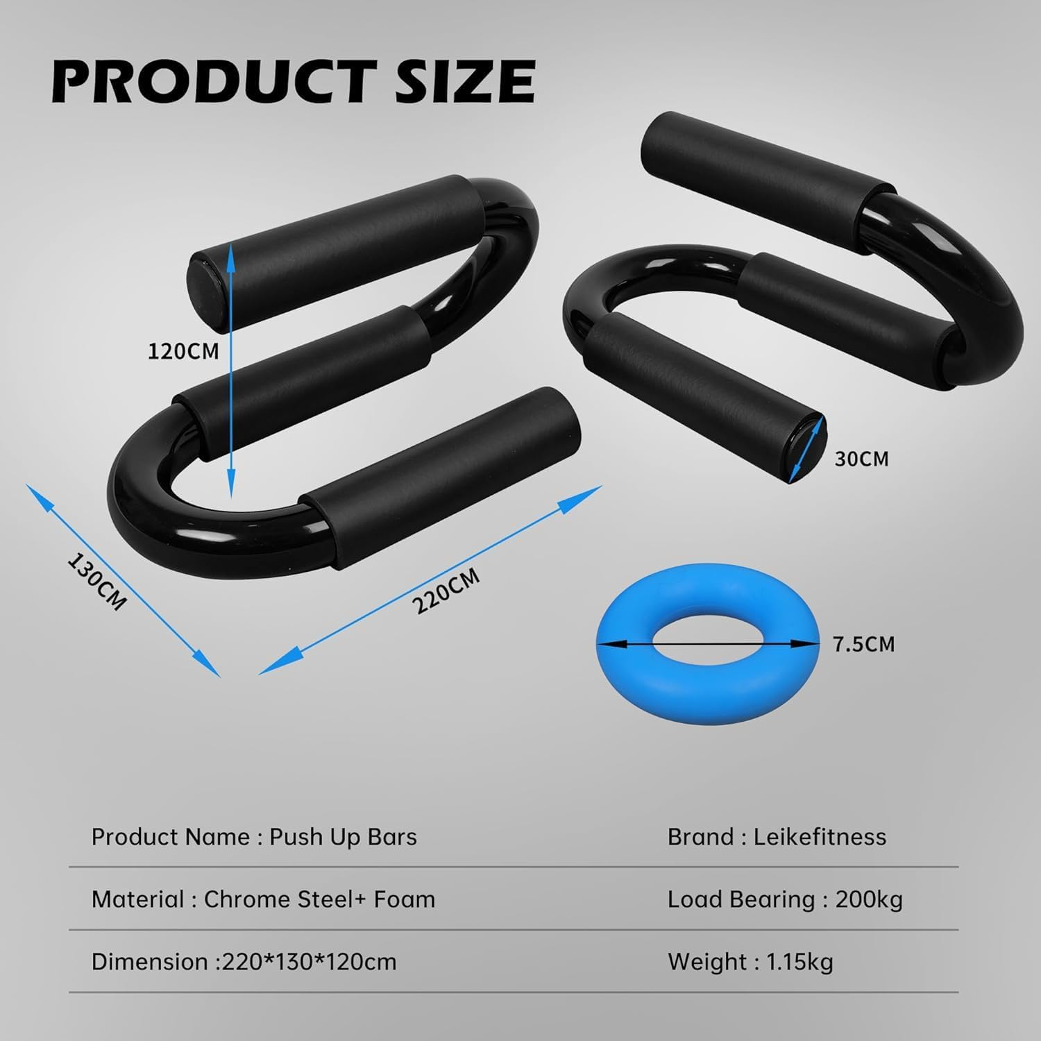 Push up Bars,Hand Grip Ring,Extra Thick Non Slip Foam Grip for Pushups,S-Shaped Push up Bars for Strength Training,Push up Handles for Men & Women,Ideal Pushup Handles for Floor Workout