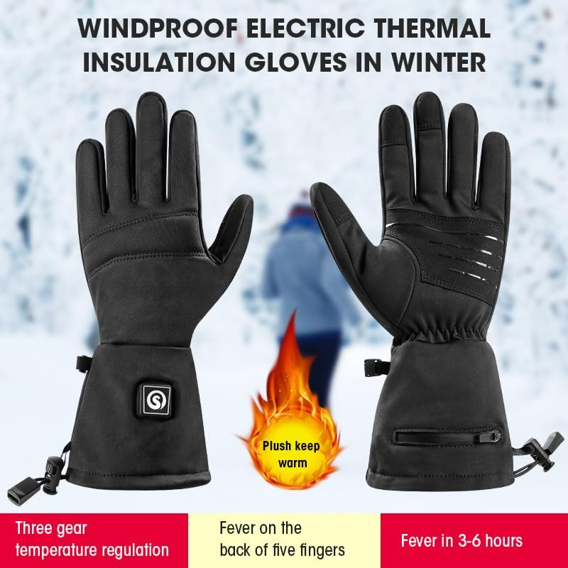 Electric Heated Gloves, Ski Gloves for Men Women, Ideal Hand Wear for Arthritis Sufferers, Ultra-Thin and Touch-Screen Compatible, Perfect for Skiing, Riding, Hiking, Cycling, Hunting image number 4