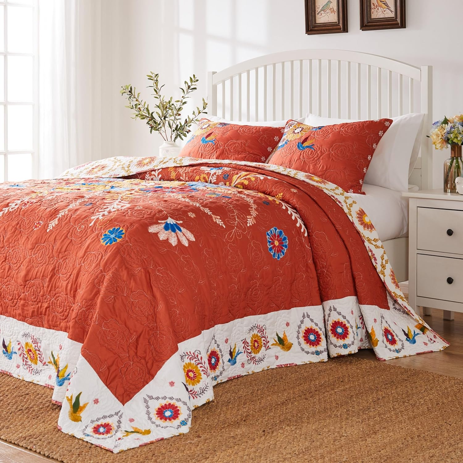 Barefoot Bungalow Topanga Quilted Bedspread Set, 3-Piece Jumbo Queen, Multi image number 4