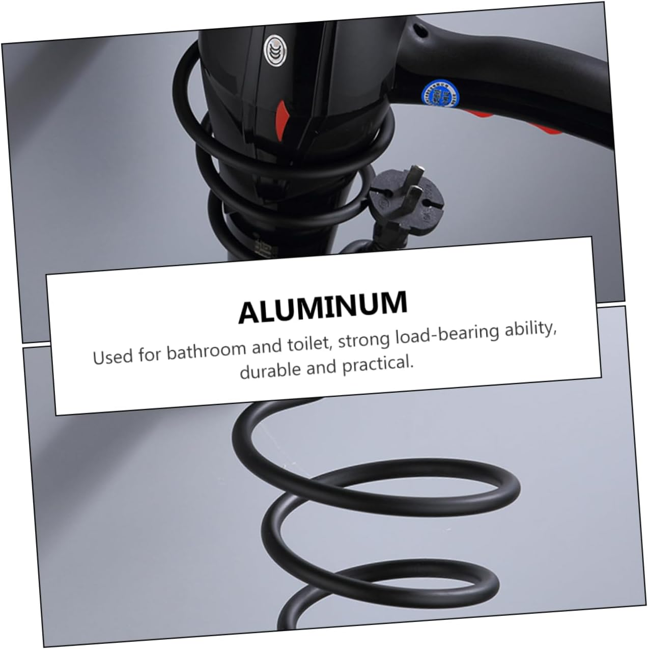 SAFIGLE Wall Hair Dryer Rack Stylish Modern Bathroom Organizer Sturdy Aluminum Stand image number 1