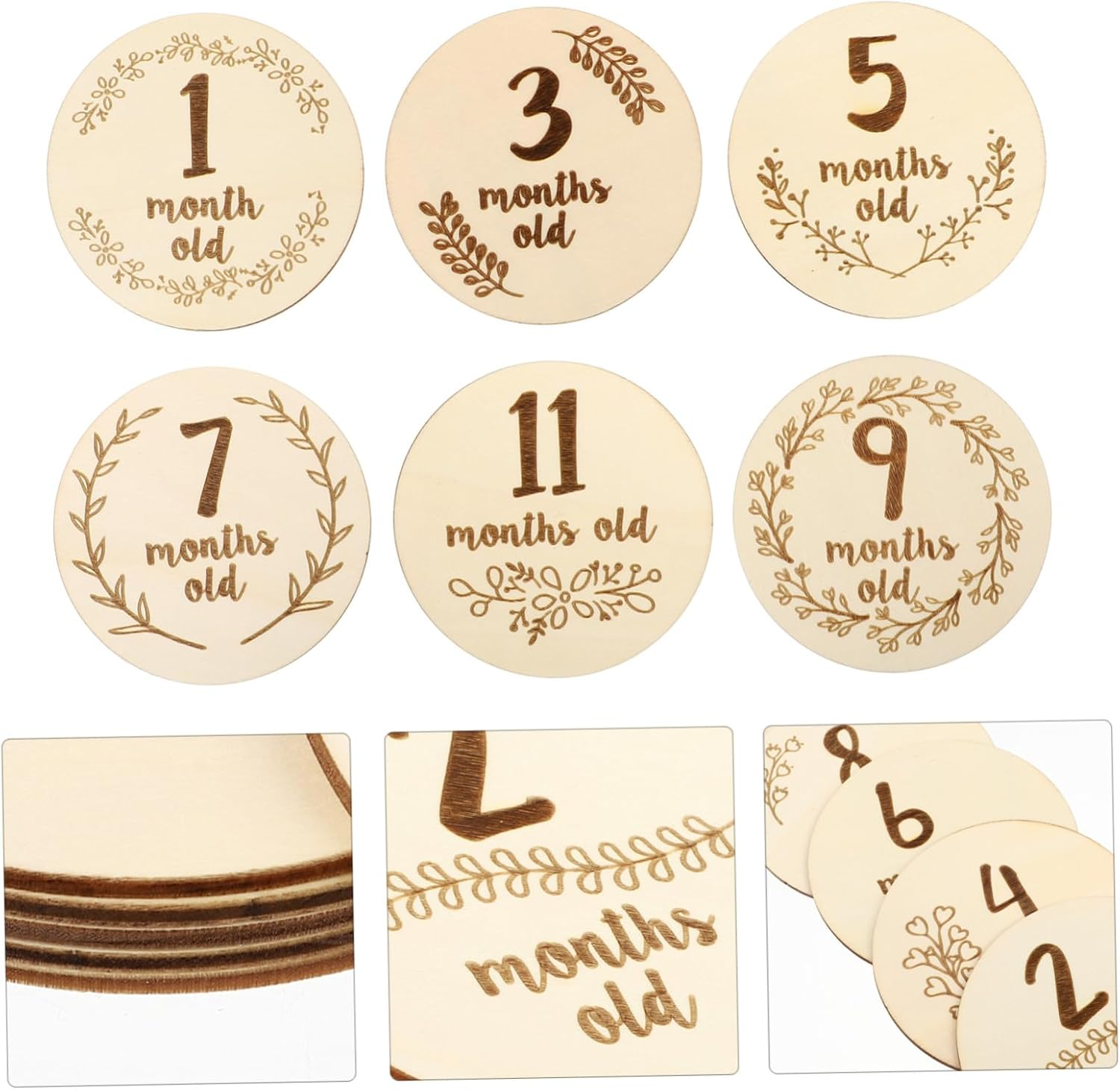 Abaodam 6Pcs Double Sided Milestone Cards Photography Props for Newborn Growth Commemoration Creative Monthly Photo Markers Shower Gift image number 3