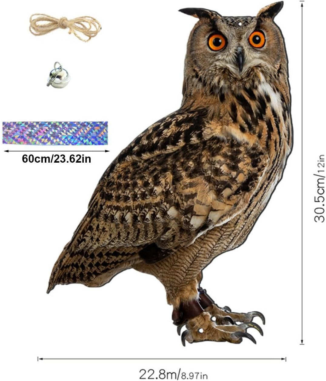 O-Wl Bird Scarers for Gardens, Owls to Keep Bi-Rds Away, Fake O-Wl Decoy with Bell, Bi-Rds Deterrents, Scarecrow for Roofs to Keep Bi-Rds Pigeon from Tree Yard image number 5