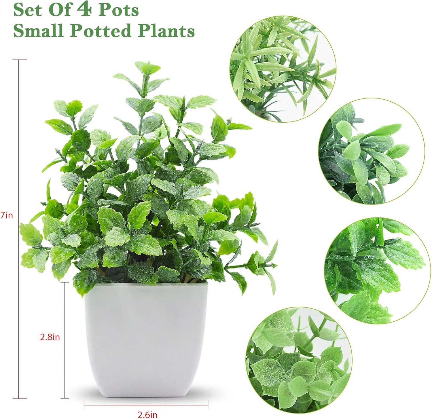 4 Pack Small Potted Fake Plants Artificial Eucalyptus Plants in Pots for Home Decor Faux Plant Indoor Frosted Plastic Planter for Office Bathroom Desk Room Greenery Decoration