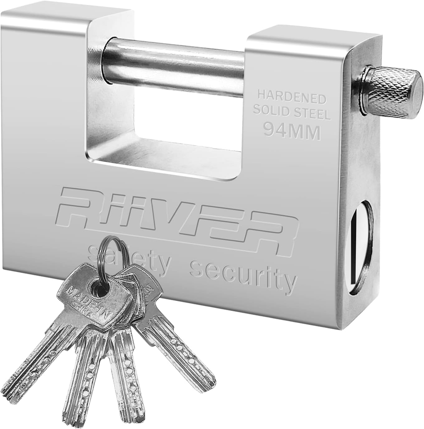 WAIZHIUA Heavy Duty Padlock 1Kg Hardened Solid Steel Hardware Monoblock Lock Security Lock with 4 Keys for Garage Warehouse Shipping Container Lockers image number 6