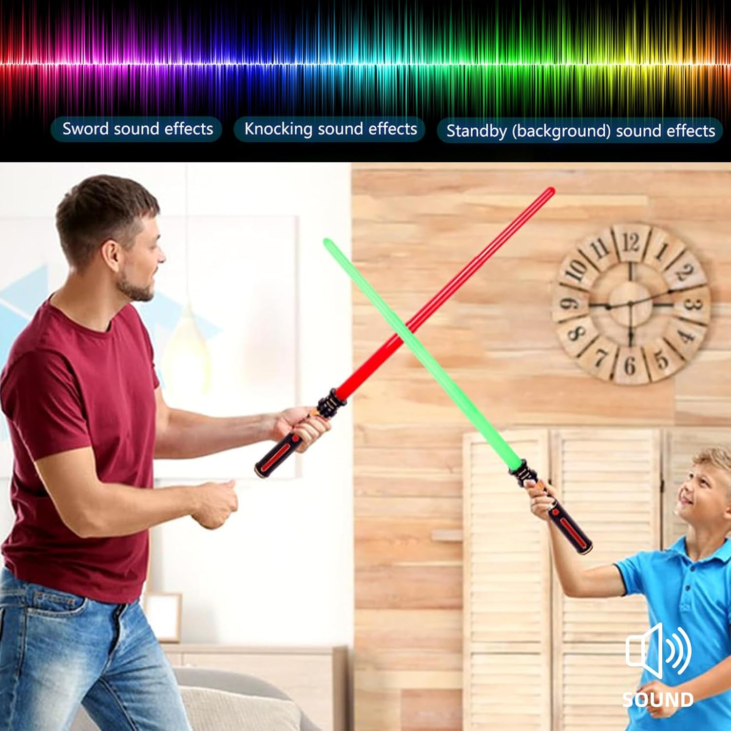 3-Pack Light up Saber, Light Swords with FX Sound and Realistic Handle, Expandable Sabre for Halloween Dress up Parties Birthday Christmas Galaxy War Fighters image number 3