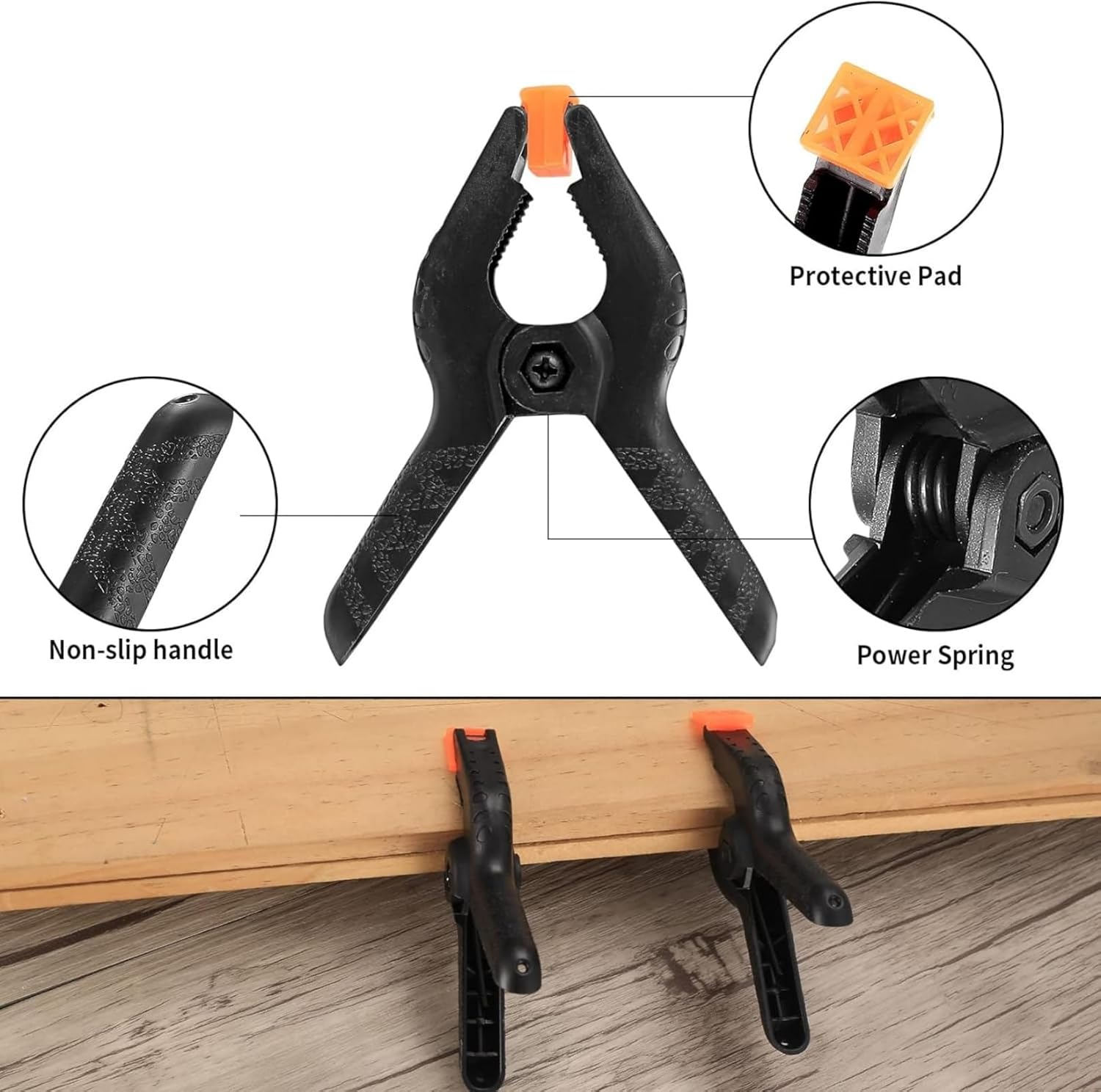 12 Pcs Spring Clamps, 3.5 Inch Heavy Duty Nylon Clips for Woodworking, DIY Projects, Crafts, Photo Studios and Background image number 2