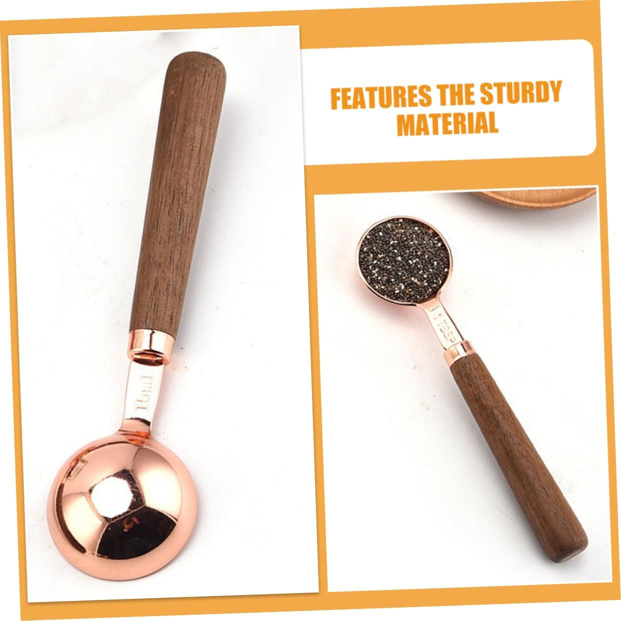Hohopeti 2Pcs Measuring Spoons Spice Scoops Kitchen Measure Spoons Wooden Handle for Coffee Beans Tea Leaves image number 5