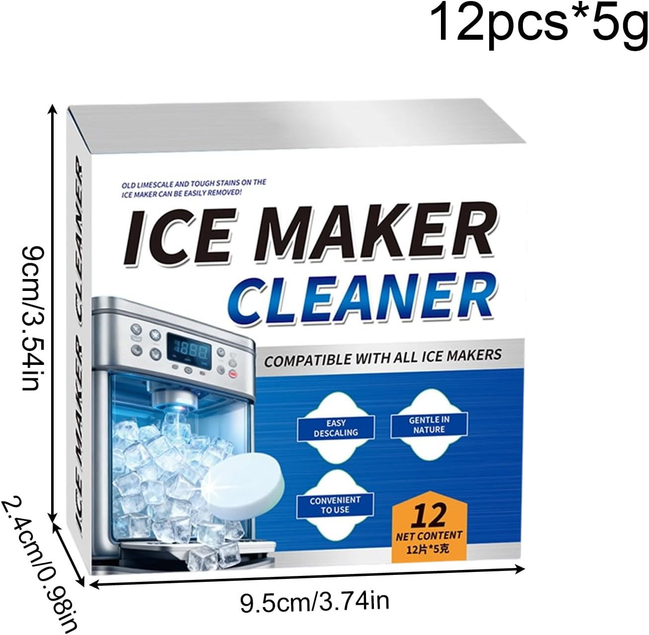 12 Pieces Ice Maker Cleaner Tablets, Ice Machine Cleaner, Coffee Machine Descaler, Tablets Descaling for Cleaning Appliance Home Cooler Remove Odor,For Dining Room Kitchen Household Commercial image number 5