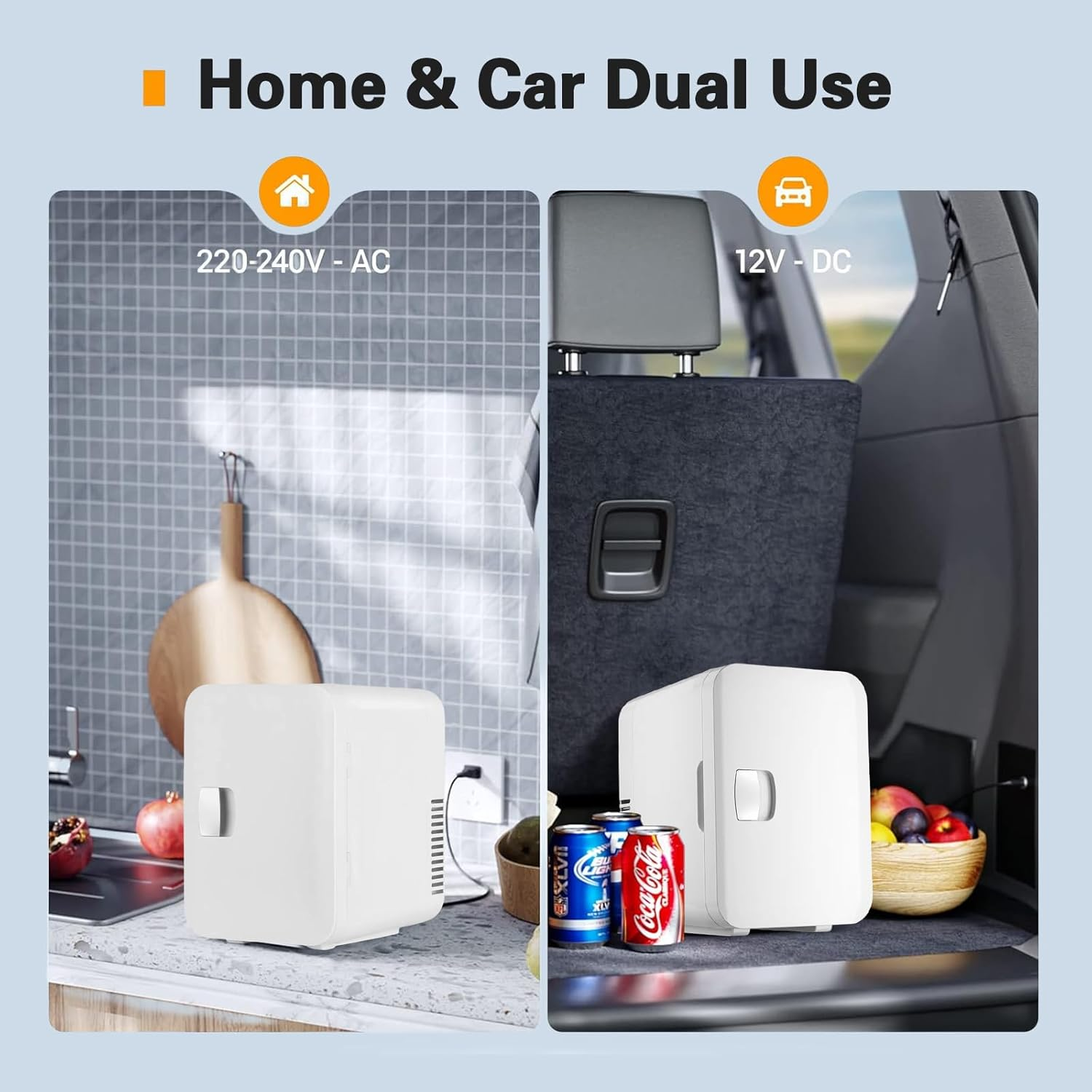 XIULIUU Portable Mini Fridge, 4L Capacity, Makeup Skincare Fridge, Cools & Warms, Home & Car Power Supply, Quiet Operation image number 3