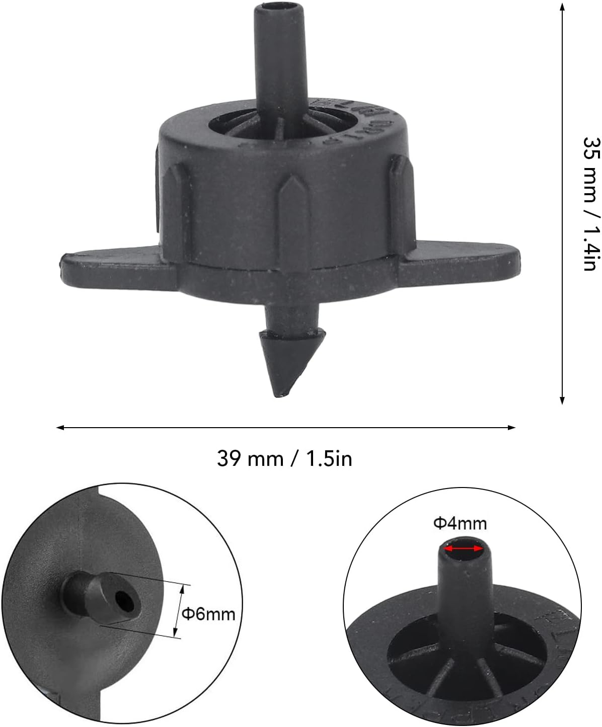 100Pcs 4Mm Pressure Compensation, Drippers Automatic Irrigation Equipment Uniform Flowing PP Irrigation Watering Dripper Emitter Irrigation System Accessories Garden Supplies (4L Black) image number 6