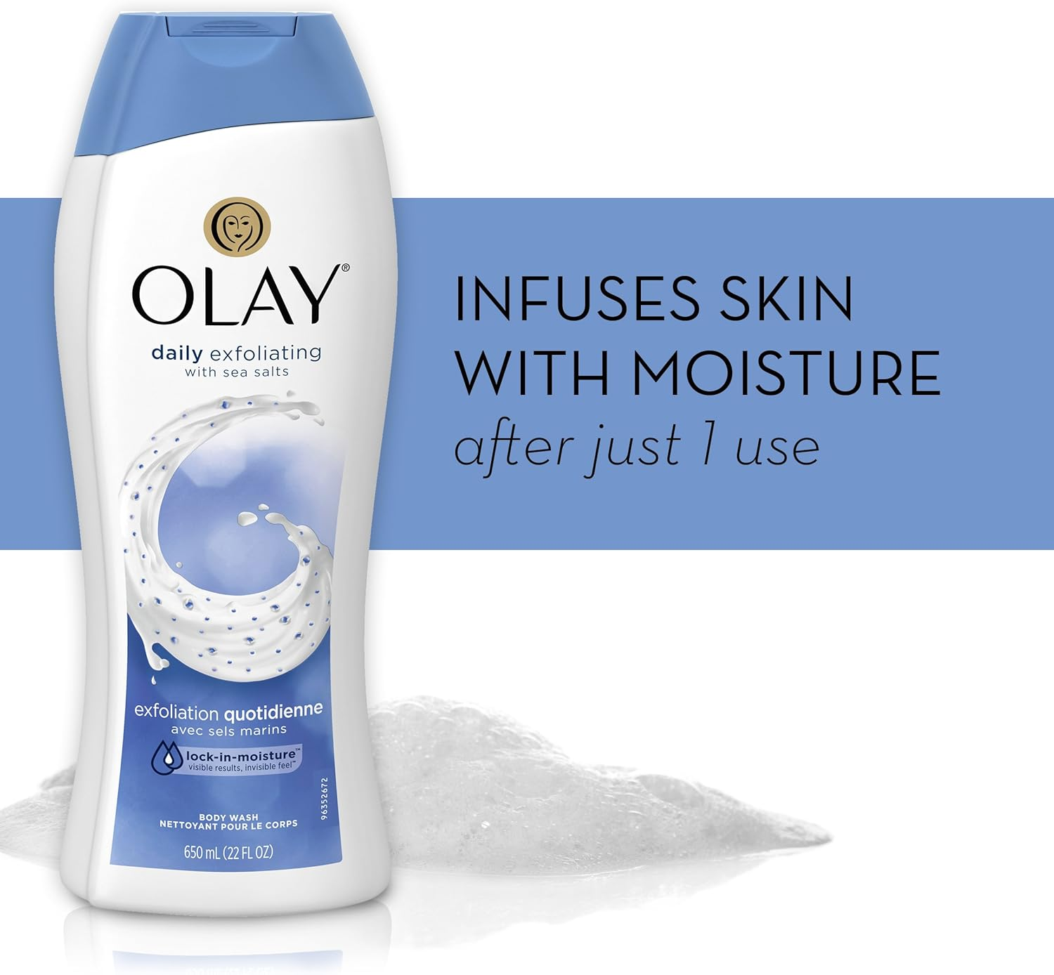 Olay Daily Exfoliating with Sea Salts Body Wash, 22 Oz, (4 Count) image number 1