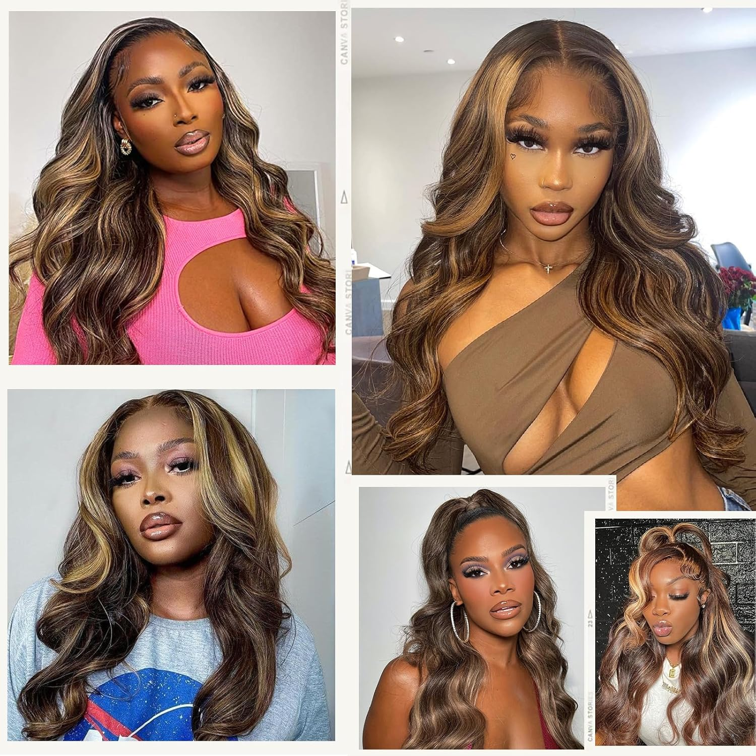 Highlight 2/27 13X4 Lace Front Human Hair Brazilian Hair 150% Density Highlight Color Wavy Glueless Human Hair for Women 50Cm (50Cm) image number 2