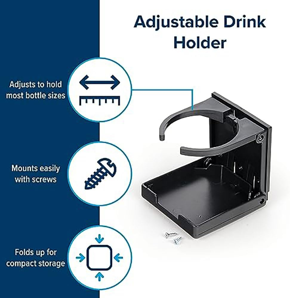 Custelen Adjustable Drink Holder - Fits Mugs, Large Drinks, and Any Size Bottle or Can - Ideal for Cars, Trucks, Rvs, Vans, Boats, and More - Black image number 2