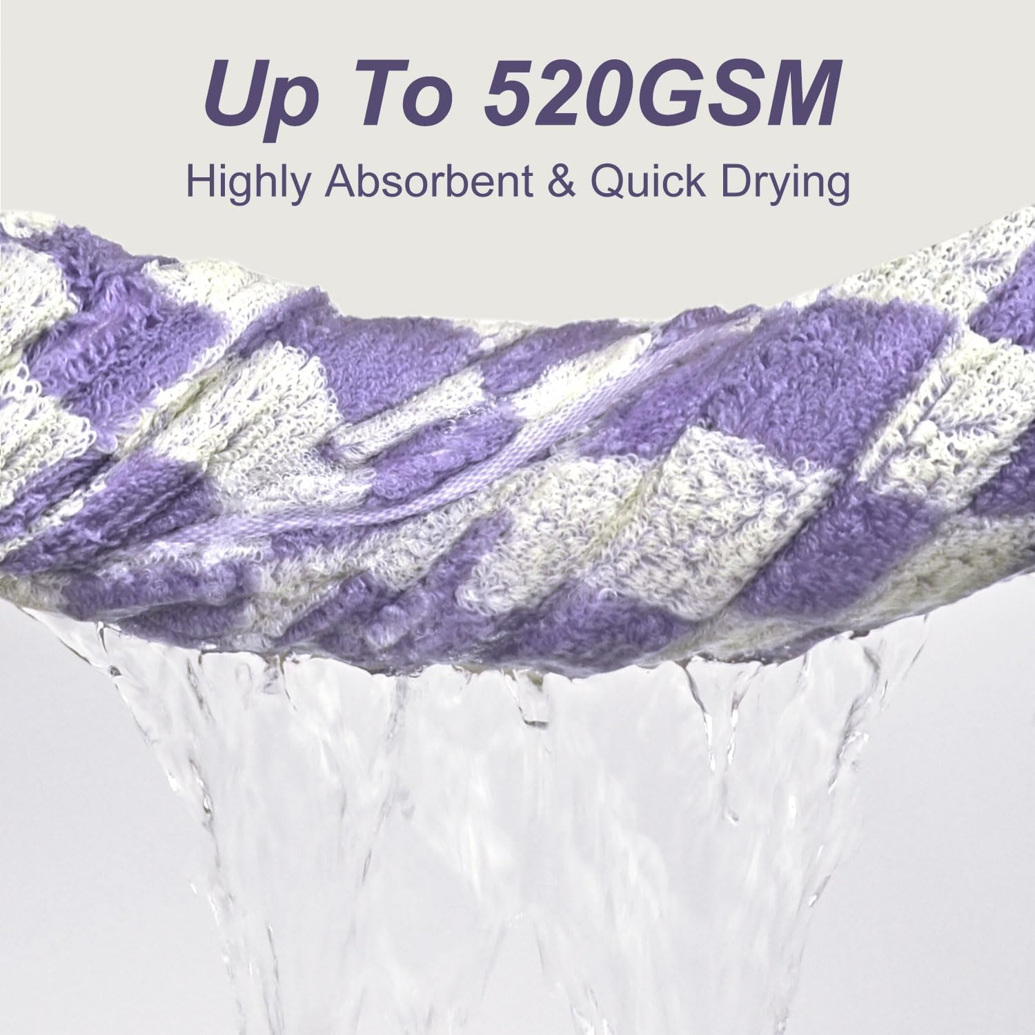 Jacquotha Shower Towels for Bathroom 27.5X55 Inches - Quick Dry Bath Towels Extra Large (2Pack), Cute Towels Checkered Bathroom Towels Set Lilac, 520GSM Absorbent Cotton Towels image number 4
