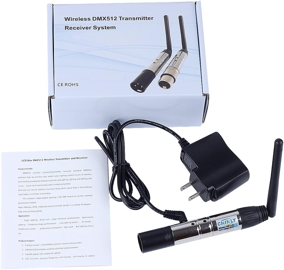 CHINLY DMX 512 DMX Dfi DJ 2.4G Wireless 1 Transmitter Controller for LED Stage Par Party Light - 1 Transmitter  7 Receivers(Battery) image number 2