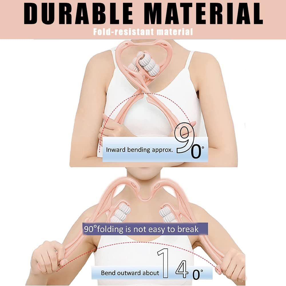 Neck Massager, Trigger Point Roller Massager for Pain Relief Deep Tissue Handheld Shoulder Massager Tool with 6 Balls Massage Point Suitable for Legs Waist Neck and Shoulder Relaxer (Pink) image number 1