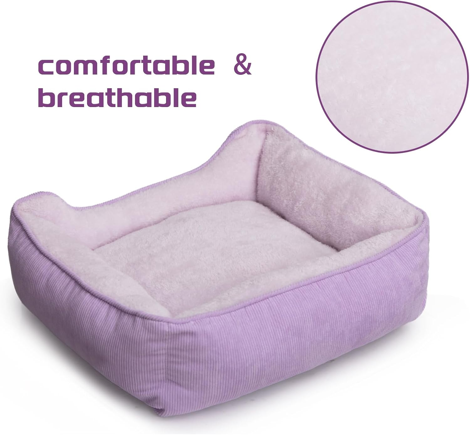 Hollypet Cat Bed Small Dog Bed Pet Bed for Cats and Puppy, Soft Pet Sleeping Bed Breathable Pet Cushion, Purple(55 * 45 * 15Cm) - Rectangle Blue image number 5