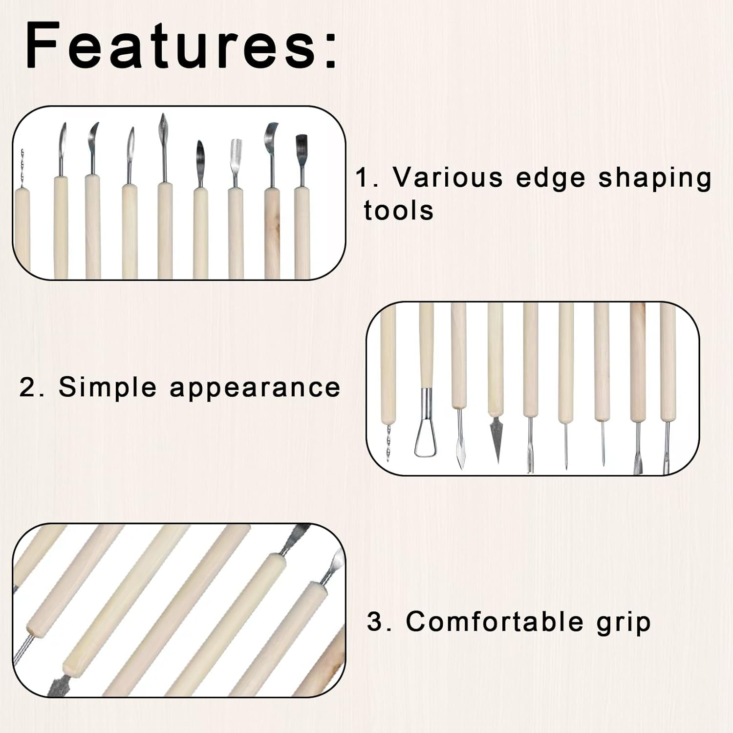 11PCS Pottery Clay Sculpting Tools Multifunctional Wood Carving Modeling Tools Wood Carving Kit Polymer Modelling DIY Sculpture Pottery Carving Suitable for Adults Beginners image number 5