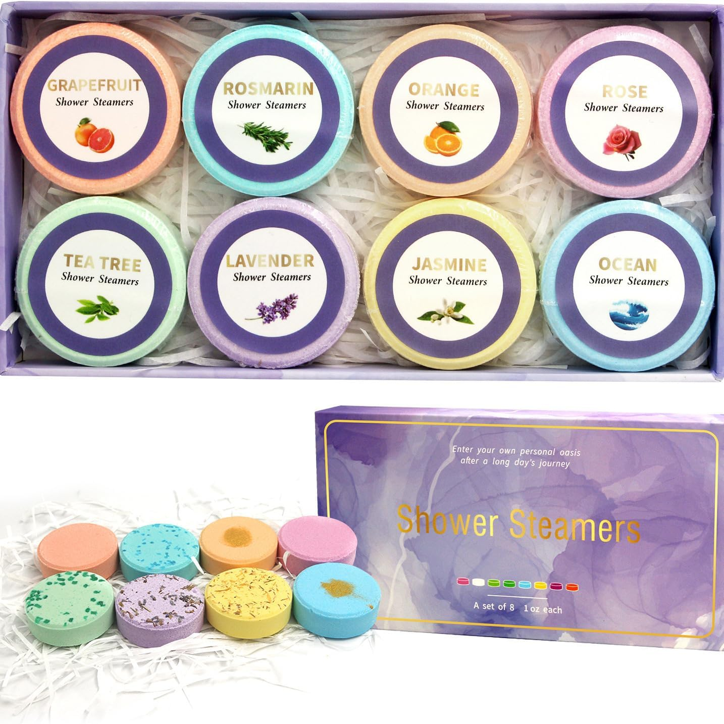 Shower Steamers Aromatherapy with Pure Essential Oil, 8 Pcs Stress Relief and Relaxation Shower Bombs for Home Spa Self Care, Bath Bombs with Elegant Packaging for Mothers Day Birthday Valentine'S Day image number 2