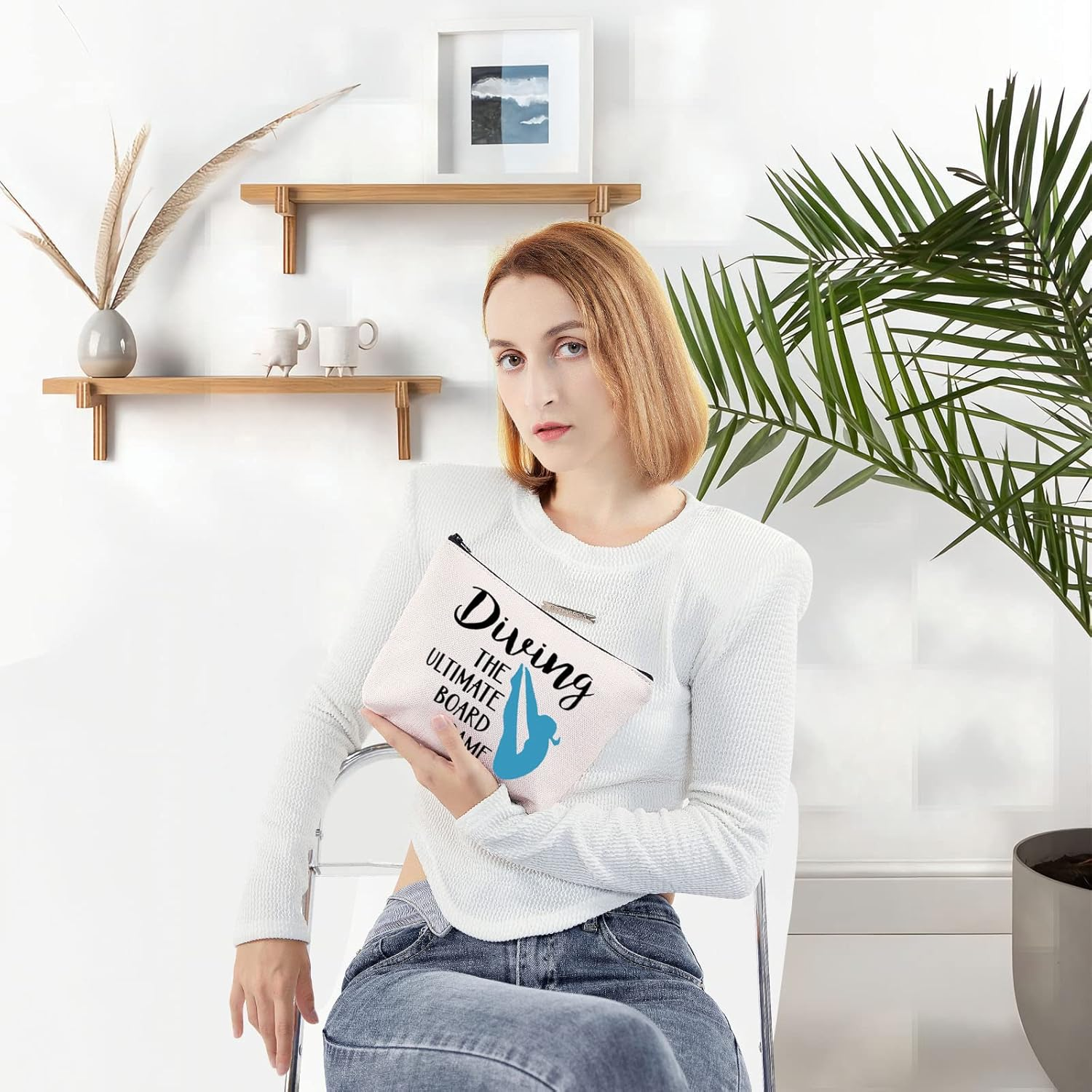 LEVLO Springboard Diving Cosmetic Bag Platform Diving Gift Diving the Ultimate Board Game Makeup Zipper Bag for Women Girls, Diving the Ultimate image number 4