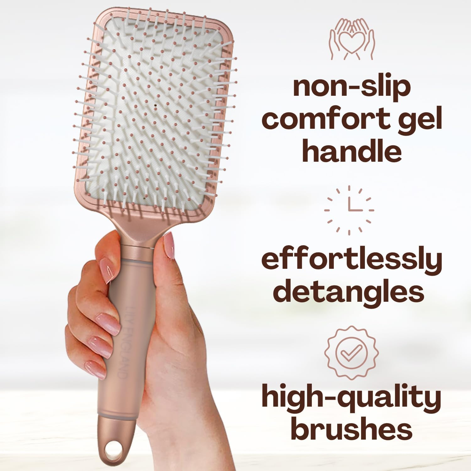 Hair Brush without Pulling, Brush for Detangling, Women'S Gift, Paddle Brush, Comfortable Bristles for Hair and Scalp, Brush for All Hair Types (Matte Rose Gold) - Matte Rose Gold image number 5