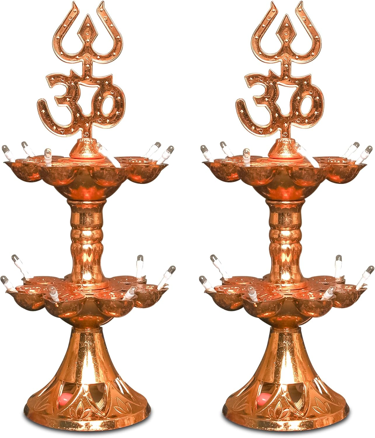 Electric LED Pooja Lamp, Golden Spark Light for Home Temple Decor, Mandir Festival Lighting, Diwali Decoration Piece (Layer 2, 2) image number 4