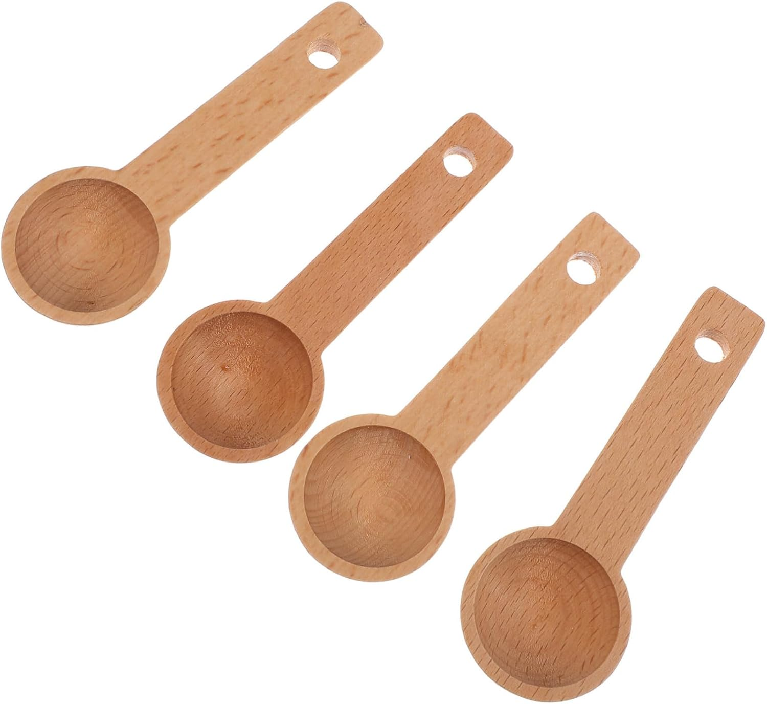 FONDOTIN 4Pcs Tablespoon Measuring Spoons Coffee Bean Measuring Espresso Spoons Milk Baking Solid Wood Coffee Beige image number 3