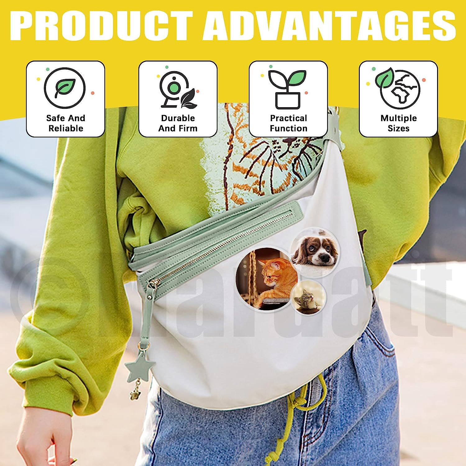 Mardatt 50Pcs 4 Sizes Clear Button Badges Set with Pin, 25/38/45/60Mm Acrylic round Badge Pins Blank Button Picture Custom Design for DIY Making Craft Supplies Christmas Festival Gift image number 2