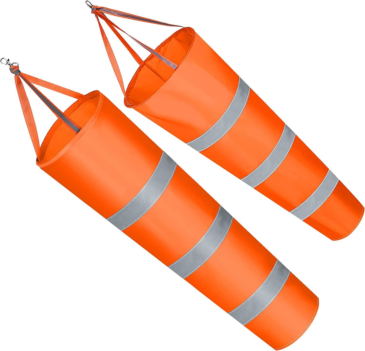 2 Pcs Airport Windsocks Measurement Sock Bag with Reflective Belt Oxford Fabric Ripstop Wind Sock Wind Direction Indicator Windsocks Outdoor Aviation Flag for Airport Farm, 31.5 Inch, 39 Inch(Red)