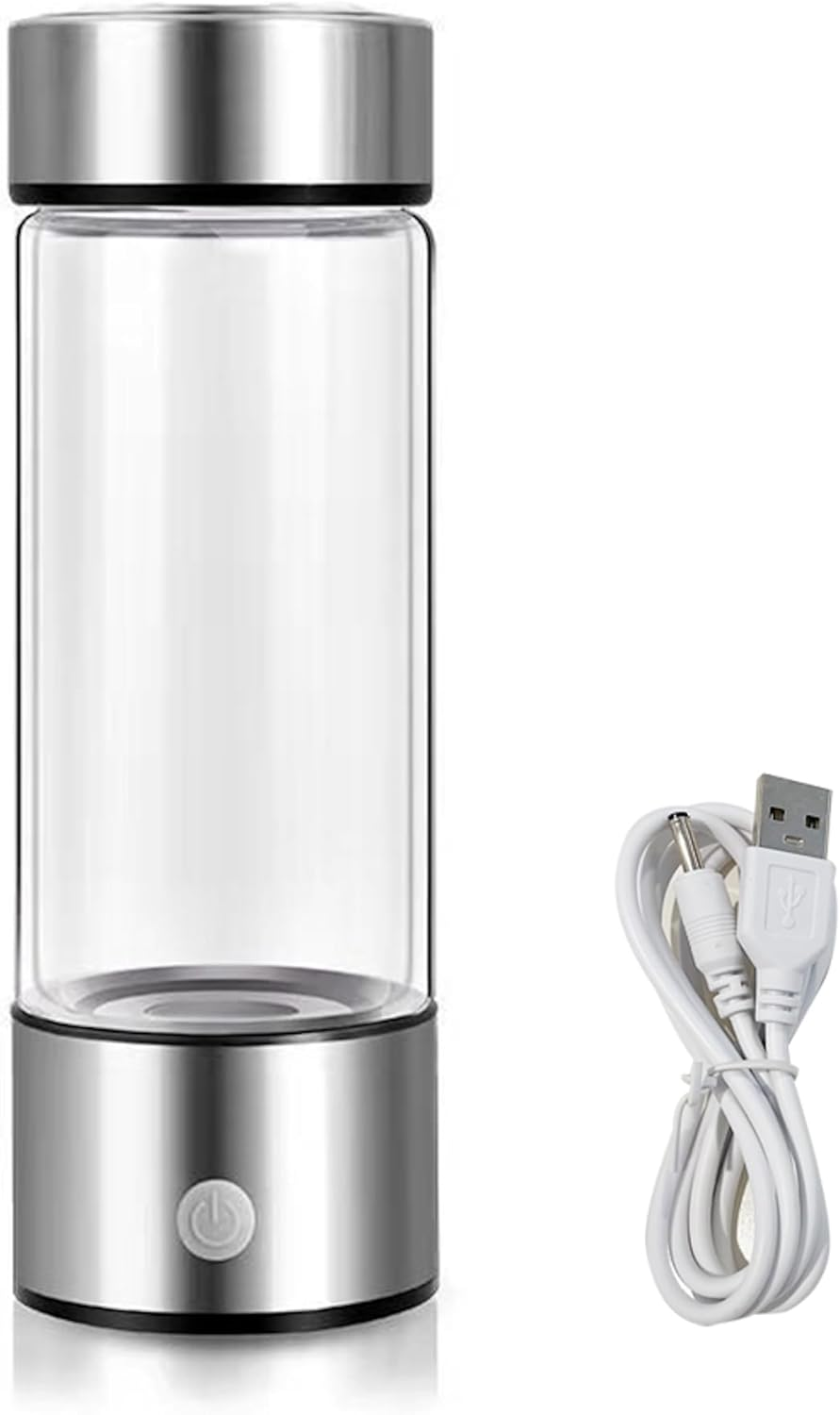 450Ml Hydrogen Water Bottle Rich Alkaline Ionizer Generator Cup USB Portable Mug (Black)