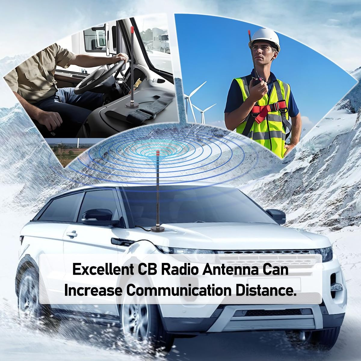 Arridioter CB Radio Antenna Whip Soft 27Mhz Magnetic Mount CB Antenna Kit with PL259 BNC Male Adapter Compatible with Cobra Uniden Midland Maxon Car Mobile Truck Vehicle Portable Handheld CB Radio