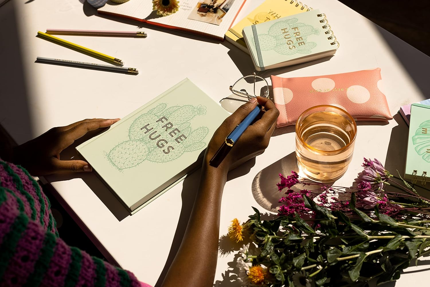 Designworks Ink 5.75" X 8.5" Bound Vintage Sass Notebook Journal with 240 Lined Pages and Ribbon Marker, Mint Green Free Hugs Cactus image number 6