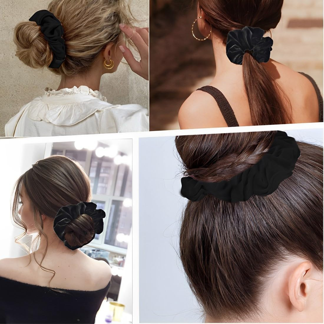 Pack of 12 Scrunchies for Women, Velvet Scrunchies, Premium Elastic Thick Bands, Comes with Hidden Zip Pocket, Women for Girls, Hair Accessories image number 4