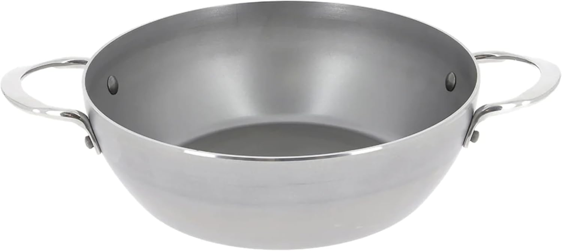 De Buyer Mineral B Carbon Steel Country Fry Pan with 2 Handles - 9.5&rdquo; Diameter, 6.9&rdquo; Cooking Surface - Ideal for Sauteing, Simmering, Deep Frying, Stir Frying - PFAS, PFOA, PFOS Free - Made in France