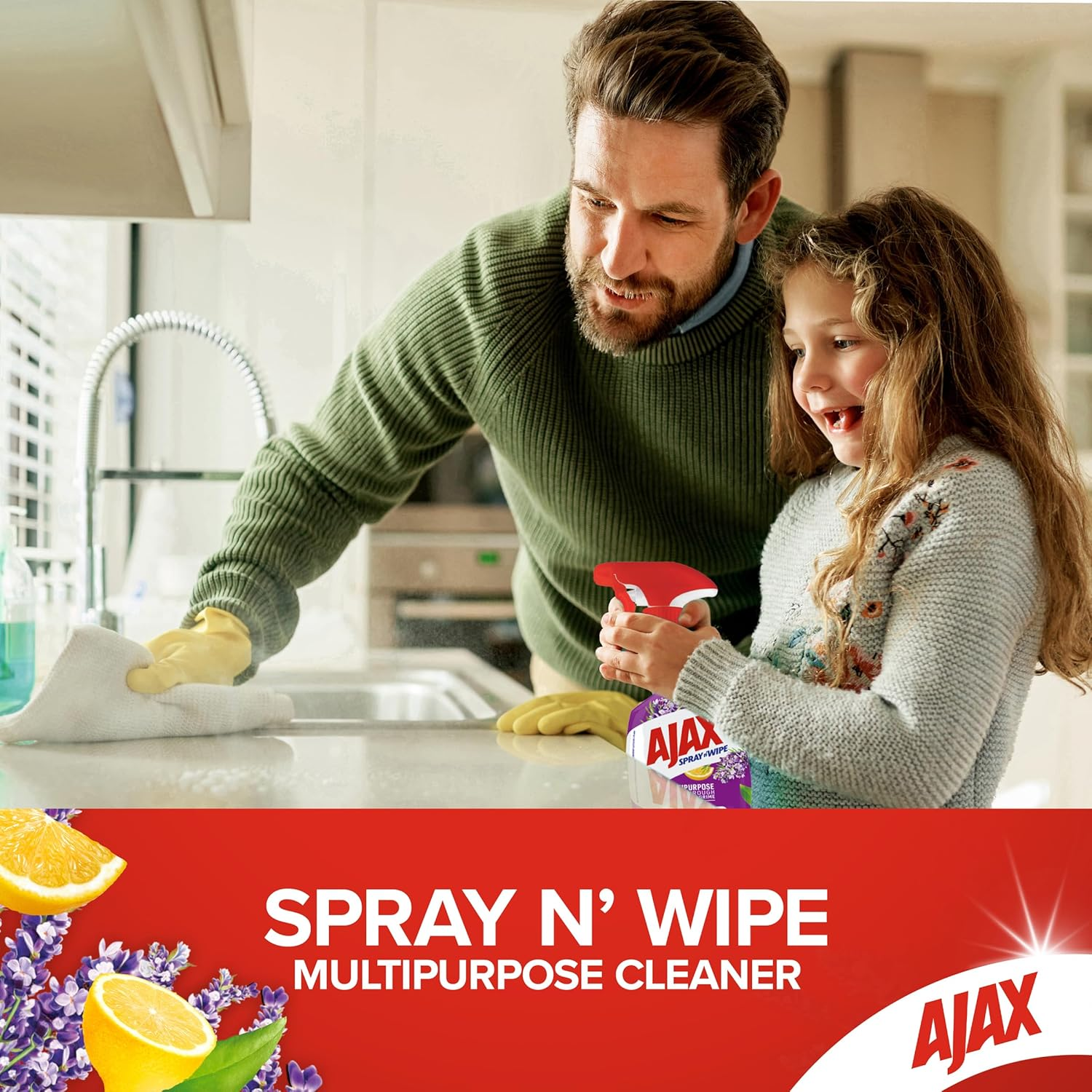 Ajax Lavender and Citrus Multipurpose Spray N Wipe Cleanser 500 Ml image number 3