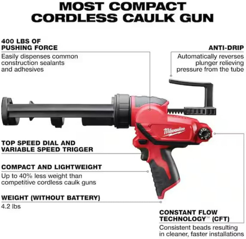 Milwaukee 2441-20 M12 10 Oz Caulk Gun Tool Only image number 3