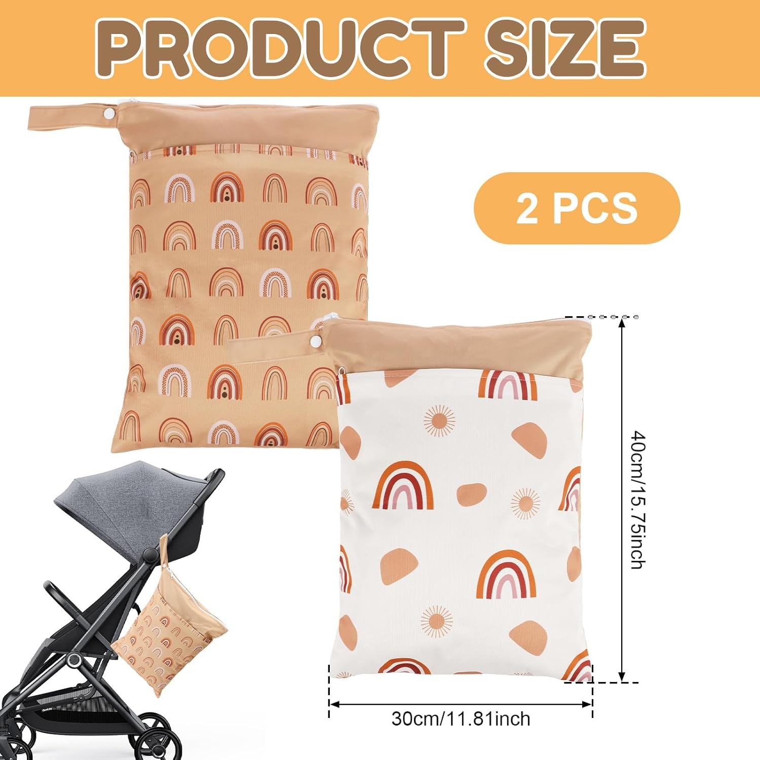 Reusable Wet Bag,Waterproof Bags,Travel Laundry Bag,Wet Dry Bags Waterproof Reusable Bag Pockets Portable Cloth Diaper Wet Dry Bags Multifunctional Laundry image number 3