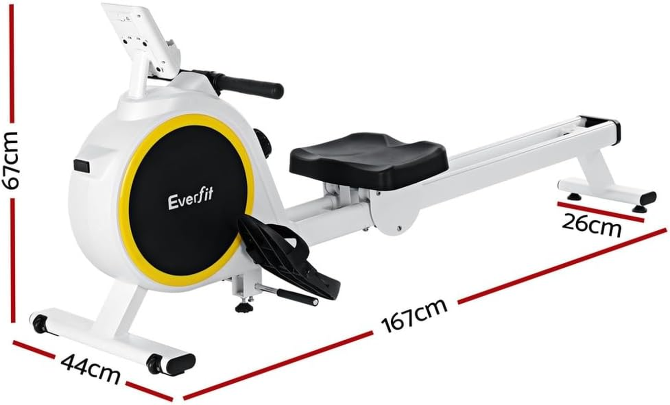 Everfit Elastic Rope Resistance Rowing Machine, Foldable Magnetic Rower Home Gym Fitness Equipment Cardio Workout Exercise, Adjustable 16 Levels 120KG Weight Capacity White image number 6
