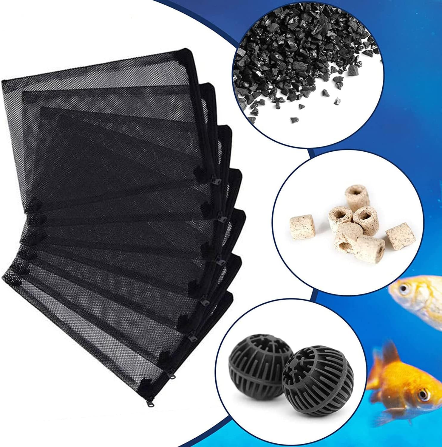 Aquarium Filter Bags, 10 Pcs Fish Tank Bio Ball Media Mesh Storage Bag with Zipper (S (14Cm X 20 Cm)) image number 5
