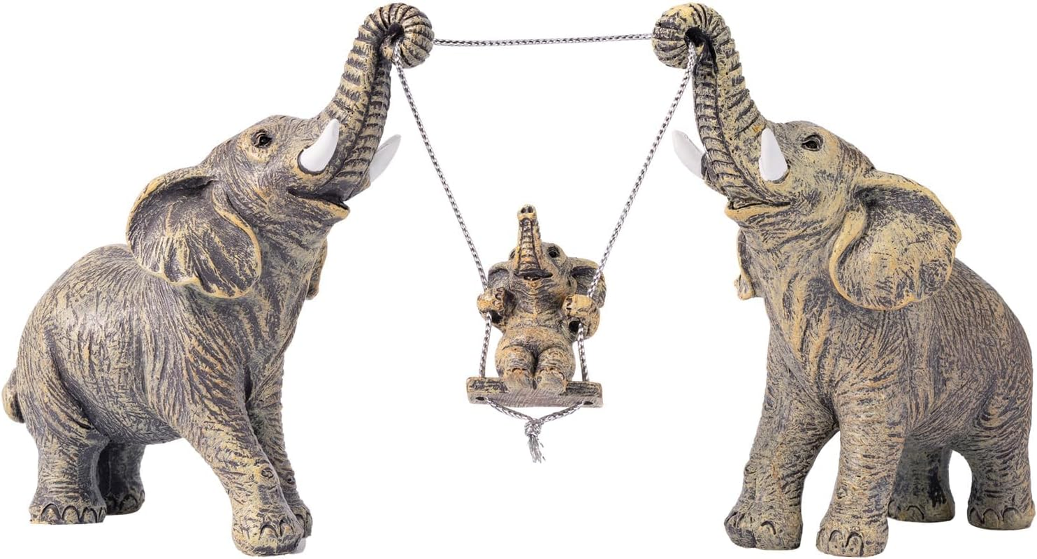 Elephant Statue.Silver Elephant Decor for Women,Mom Gifts.Elephant Figurines Brings Good Luck, Health, Strength.Decoration Ornaments for Living Room,Table Centerpiece, Shelf, Office Decor (Silver)