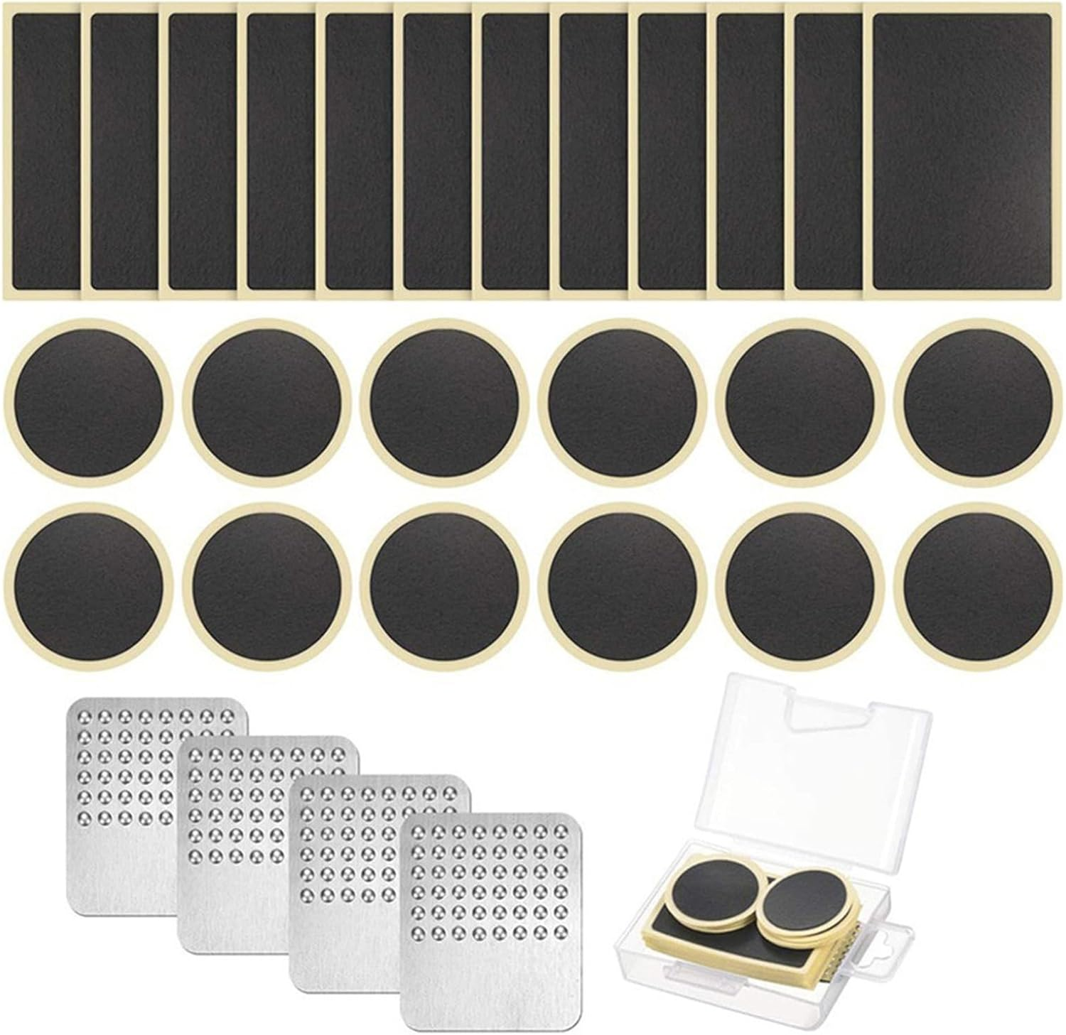Inner Tire Patch Repair Kit, 24 Pcs Self Adhesive Bicycle Tube Patches & 4 Pcs Rasps, Pre-Glued Patch Puncture Repair Kit, Bike Puncture Repair Patches, Bicycle Tube Puncture Rubber Patches image number 2