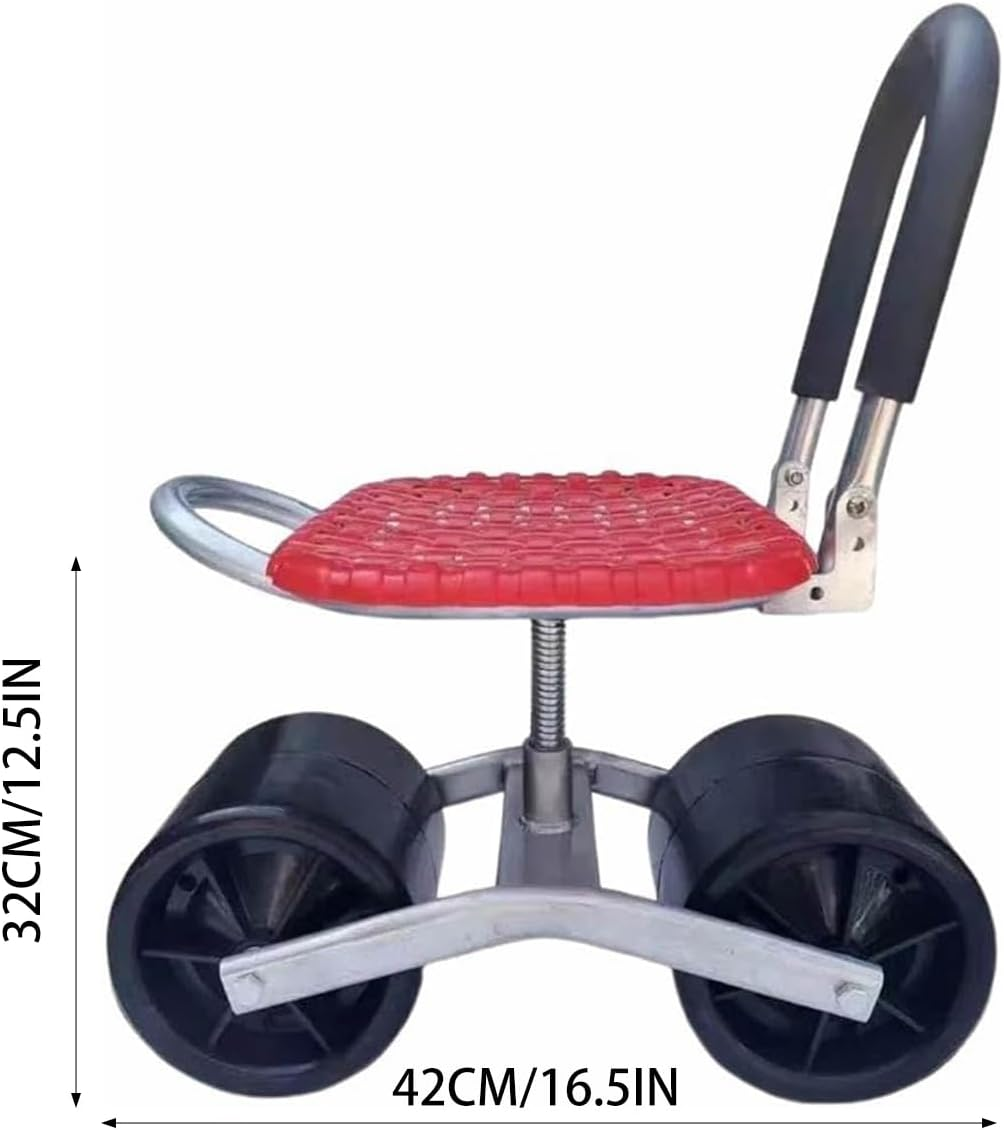 AIMALL Greenhouse Mobile Stool, Foldable Garden Chair with Soft Backrest & Wheels, Convenient for Picking Berries, Vegetables in Agricultural Fields & Gardens image number 4