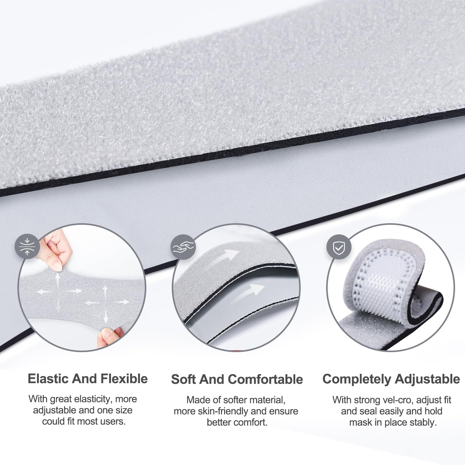 2 Packs Replacement Headgear for Nuance Pro - Headgear Straps (2Packs) with Stronger Touch-Fasten-Ers and Elasticity, Headstrap for Nuance Pro, Snugly Fit & Reducing Air Leaks, Airsmart Supplies. image number 4