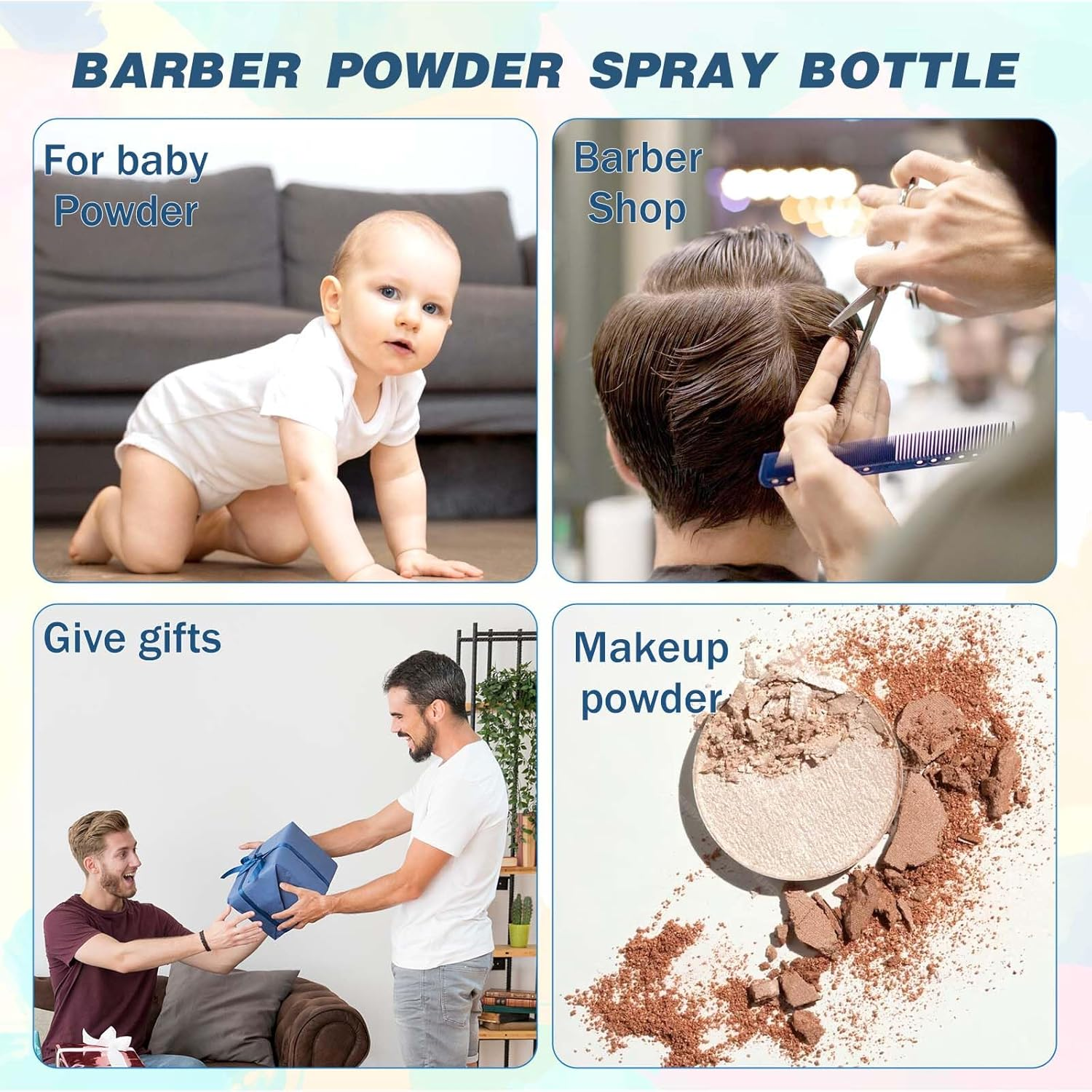 KALIONE 60Ml Powder Spray Bottle, DRY Powder Spray Bottle, Reusable Detachable Travel Spray Bottle, Barber Accessories for Hair Fiber Barber Shop Home Beauty Multi-Purpose
