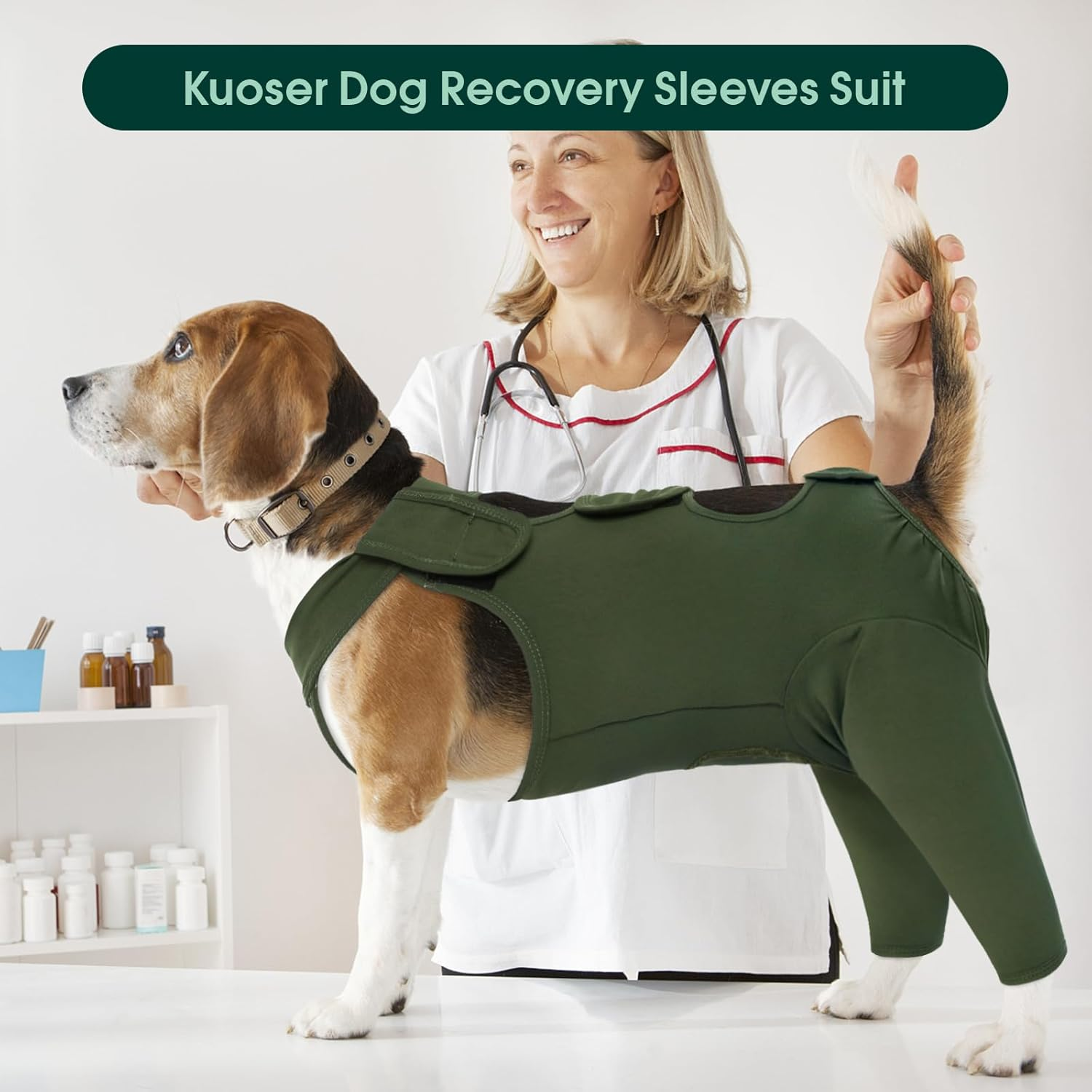 Kuoser Hundebody Nach Op, Hundebody Nach Op Body F&uuml;r Hund Kastration R&uuml;de H&uuml;ndin, Erholungsanzug Hund, Hundeschenkel Schutz Bodysuit, Anti-Wundlecken Op Body Hunde, Hund Halskrause Alternative image number 3