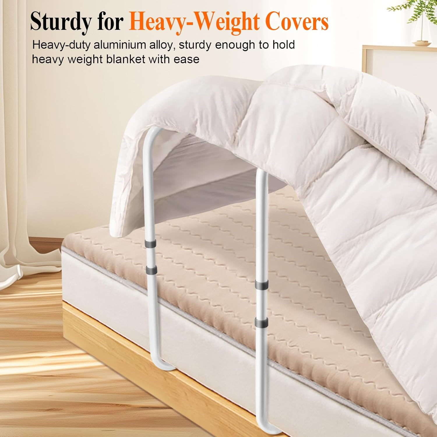 Depango Blanket Lifter for Feet, Adjustable Height Blanket Lifters for Foot of Bed, Aluminum Alloy Blanket Lifter for Foot Toes Leg Knee Ankle Post Surgery Recovery, 4 Clips Included