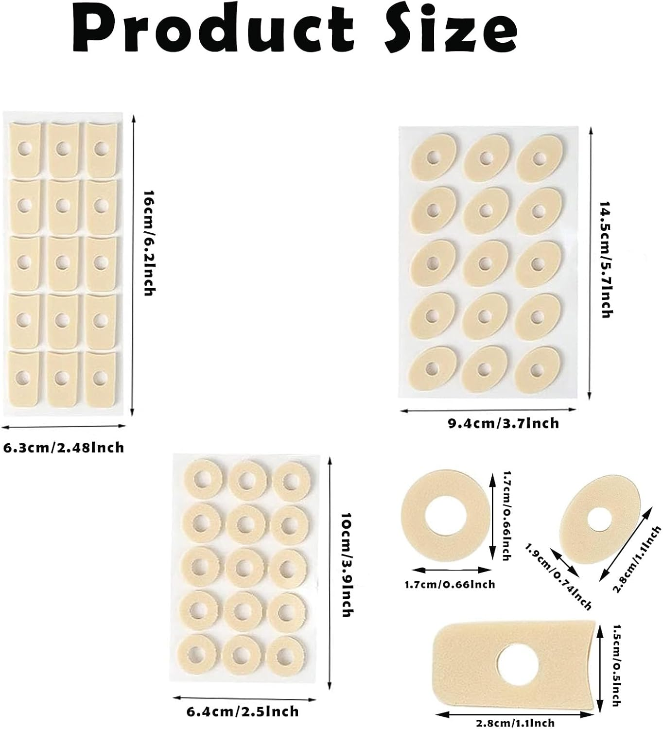 180 Pcs Corn Cushions for Toes Water-Resistant Self-Stick Callus Pads with Upgraded Adhesion, Cushioning & Pain Relief for Foot Corns, Blisters, and Rubbing (3Sizes, Toe Protectors for Men & Women) image number 2