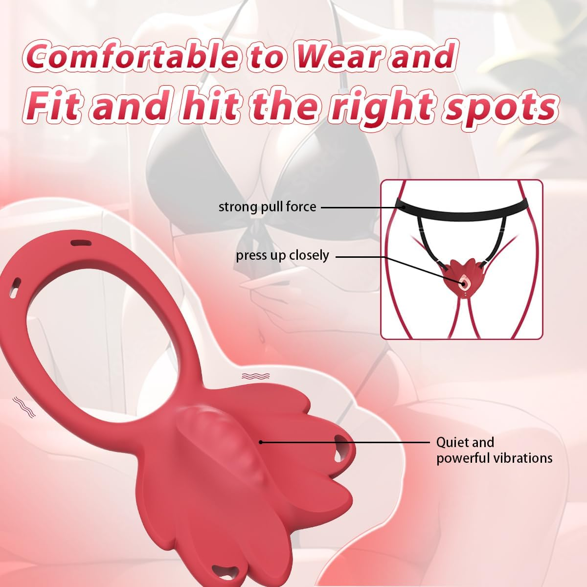 Adult Sex Toys Wearable Panty Vibrator,Female Sex Toy with 9 Vibration Modes,Vibrating Penis Ring Clitoral Stimulator,Couple Sex Toy with APP Control Vibrators for Women Men Sexual Pleasure image number 5